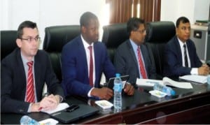 A cross-section of the International Monetary Fund team led by Mr Sailendra Pathanayak (right), during their visit to the Head of the Civil Service of the Federation in Abuja on Friday.