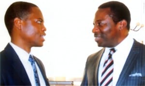 Rivers State Commissioner for Information and Communications, Dr. Austin Tam-George (right), with Senior Special Assistant to Rivers State Governor on Social Media, Barr. Oraye Saint Franklyn, during a courtesy visit to the commissioner by members of the Social Media Network in Port Harcourt on Tuesday Photo: Egberi A. Sampson