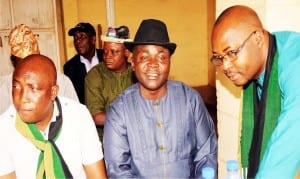 L-R: The President-General, Nigeria Union of Railway Workers (Nurw), Comrade Saidu Garba, President-General, African Railway Workers Union, Comrade Raphael Okoro and Vice President of Nurw, Comrade Orji Kalu, during Nurw, Eastern District's thanksgiving service in Enugu, yesterday