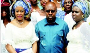 Wife of Rivers State Governor, Justice Suzzette Nyesom Wike (left), with Speaker, Rivers State House of Assembly, Rt. Hon. Dabo Adams (middle) and his wife , Mrs Charity Adams, at the Christ Anglican Church, Port Harcourt,  during a service  to mark the Rivers State Women/Mothering Sunday, yesterday.