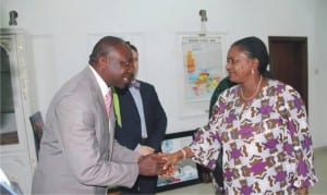 Rivers State Deputy Governor, Dr. (Mrs) Ipalibo Harry Banigo, welcoming the Director, Women’s Health Project , Dr . Nwala Anthony, during a courtesy visit by the Society for Family Health to  Government House, Port Harcourt, recently.