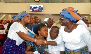 Rivers State Commissioner for Women Affairs, Mrs Ukel Oyaghiri (right), welcoming wife of Rivers State Governor, Justice Suzzette Nyesom Wike, during the Mothers’ Day/International Women’s Day celebration, in Port Harcourt, yesterday.