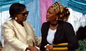 Justice (Mrs) Suzzette Wike wife of Rivers State Governor, welcoming Rivers State Deputy Governor,  Dr (Mrs) Ipalibo Banigo, at the 2016 International Women Day celebration last Tuesday in Port Harcourt 										Photo: Ibioye Diama  