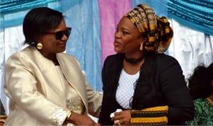 Justice (Mrs) Suzzette Wike wife of Rivers State Governor, welcoming Rivers State Deputy Governor, Dr (Mrs) Ipalibo Banigo, at the 2016 International Women Day celebration last Tuesday in Port Harcourt Photo: Ibioye Diama