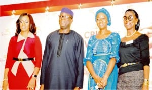 L-R: Chairperson, Women in Management, Business & Public Service (wimbiz) Aishah Ahmad, Minister of Solid Minerals, Dr Kayode Fayemi, Moderator, Aisha Osori and chairman, Wimbiz board of Trustees, Mrs. Ifeoma idigbe at the wimbiz annual lecture in Lagos last Thursday.