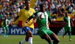 Nigeria’s youth prodigy, Victor Osimhen (right) in action. He has stated his desire to see Nigeria’s U-23 team beat Brazil in their own backyard when both countries engage in a friendly match, later this month