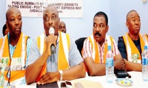 From Left: Zonal Manager, Nigerian Copyright Commission (Ncc) Onitsha, Mr Emeka Ogbonna; Director General, Ncc, Mr Afam Ezekwude Director of Administration, Mr Okon Odokwo and Zonal Manager, Lagos , Mr Obi Ezeilo at the Ncc stakeholders meeting in Enugu last Monday