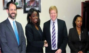 L-R President  International  Affairs, US Chamber of Commerce, Mr Scott Eisner, Minister of Finance, Mrs Kemi Adeosun; Executive Vice President and Head of  International  Affairs, US Chambers of  Commerce, Mr Myron Brilliant and Director Policy Africa, U S Chamber of Commerce, Mrs Lala Ndiaye,  during  a courtesy  call on the minister  in Abuja recently.