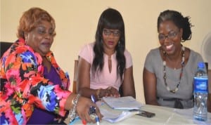 Mrs Juliet Njiowhor, (left), Director of Publication The Tide Newspapers, chatting with Miss Ify Onyegbule, General Manager, Wave FM and Mrs Lilian Okonkwo, Chairman, NAWOJ, Rivers State  at the 2016 International Women’s Day Celebration organised by University of Port Harcourt Women Association, in Port Harcourt, yesterday.                                                                                  Photo: Ibioye Diama