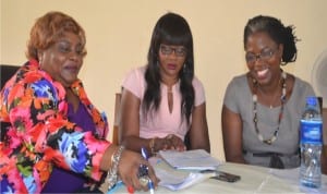Mrs Juliet Njiowhor, (left), Director of Publication The Tide Newspapers, chatting with Miss Ify Onyegbule, General Manager, Wave FM and Mrs Lilian Okonkwo, Chairman, NAWOJ, Rivers State at the 2016 International Women’s Day Celebration organised by University of Port Harcourt Women Association, in Port Harcourt, yesterday. Photo: Ibioye Diama