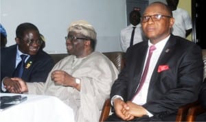 L-R: Director-General, Nigeria Institute of Medical Research (Nimr), Prof. Innocent Ujah; Minister of Health, Prof Isaac Adewole and Chief Medical Director, Lagos State University Teaching Hospital (Luth), Prof Chris Bode during the visit of the Minister to Luth last Friday.