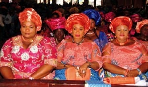 L-R: Member, Federal House of Representatives, representing Port Harcourt Constituency II, Hon. Mrs Blessing Nsiegbe, Mrs Oruma Nmerukini and former PDP Women Leader, Hon Justina Emeji during the thanksgiving service for Mrs Nsiegbe in the rerun election, at the St Thomas Anglican Church, Port Harcourt, recently. Photo: Prince Obinna Dele
