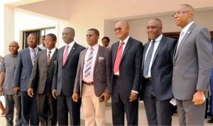 Deputy Managing Director Ecobank Nigeria, Mr Anthony Okpanachi (4th left) with Chief Medical Director University of Nigeria Teaching Hospital (Unth), Dr Chris Amah (5th left) and other officials during the handover of consultant doctors common room building to Unth in Enugu last Monday