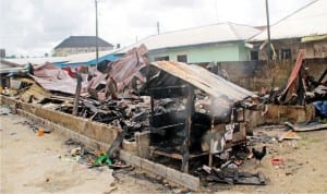 Greater Power of God Fire Mission International on Imgbi Road Amarata was destroyed by fire in Yenagoa, Bayelsa State, recently.
