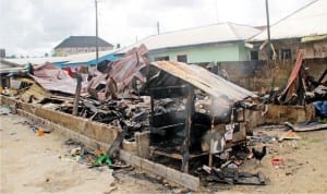 Greater Power of God Fire Mission International on Imgbi Road Amarata was destroyed by fire  in  Yenagoa, Bayelsa State, recently.