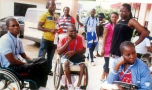 Handicap athletes waiting for an event to start