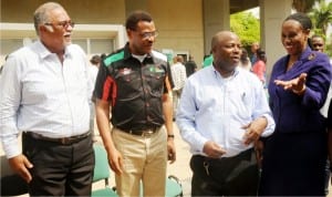 From Left: Guest Speaker, Dr Tomi Asuni; Managing Director Ekimiks Ltd, Mr Tope Miriki, Director General International Institute of Tropical Agriculture (Iita), Dr Nteranya Sanginga and  Guest Speaker, Mrs Lolade Adesola at the training on  Developing Strategic Skill for Agricbusiness in Ibadan last Tuesday