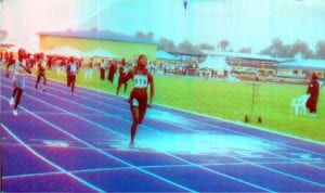 Female runner finishing her race