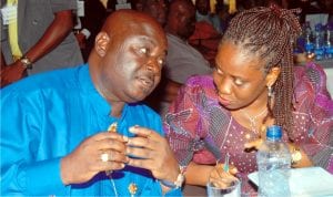 Rivers State Commissioner for Water Resources and Rural Development, Mr Ibibia Walter (left)  with his Agriculture counterpart, Mrs Onimin Jacks, during the launching of Urban Water Sector Reform and Port Harcourt Water Supply and Sanitation Project in Port Harcourt last Friday.