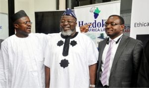 L-R: President,Computer Professionals Registration Council, Prof. Vincent Asor,  Minister of Communications, Adebayo Shittu and Representative of the Vice President,  Mr  Akingbolahan Adeniran, at the 2016 Cyber Security Threats and Countermeasures in Abuja on Wednesday.