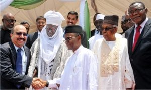 L-R: Managing Director, African and Middle East OLAM International, Mr Venkataramani Strivathsan, Sir Gbagyi, Chief Danjuma Baarde, Governor, Nasir El-Rufai of Kaduna State  former Chairman , SCOA Motors, Alhaji Ahmed Joda and Representative of Minister of Agriculture and Rural Development, Mr Obina Okpara, at the ground breaking of the Animal Feed and Protein Company in Kaduna, recently.