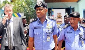 L-R:  Representative of the Swiss Embassy, Dr Daniel Cavegn,  Assistant Inspector General of Police (Training and Development), Mr Olufemi Adenaike, and Commandant, Police College, Kaduna, CPJimoh Ozi-Obeh, at the  Nigeria Police Force Human Rights Training Programme in Kaduna, recently