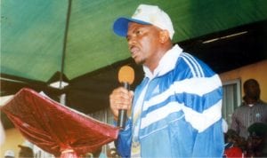 Commissioner for SportsRivers State , Hon Boma Iyaye, making a speech
