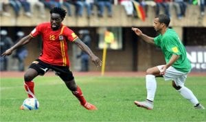 A Zambian player (left) getting away from an opponent in a recent 2017 AFCON qualifier