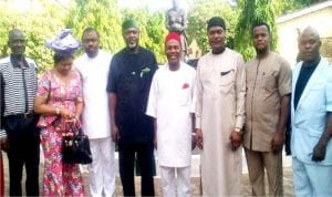Minister of Science and Technology, Dr Ogbonnaya Onu (middle), with Apc stakeholders from the South-East Zone after the stakeholders' meeting at Uburu in Abakalili last Sunday.