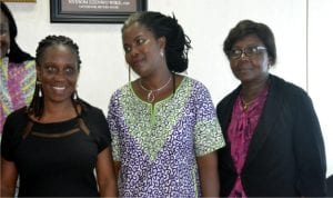 L-R: Rivers State Commissioner for Agriculture, Barr Onimim Jack flanked by the Chairman, NAWOJ, Rivers State Council, Mrs Lilian Okonkwo and Director Forestry, Rivers state Ministry of Agriculture, Mrs Ibinabo Sodike, during a courtesy visit to the commissioner on Thursday in Port Harcourt.