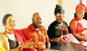 From right: Women Leader, Apc Enugu State, Lolo Ngozi Nwankwo, Deputy State Chairman of Apc, Comrade Alphonsus Ude, Financial Secretary of the Women Wing, Mrs Margreth Onovo, and Women Leader for Enugu South Apc, Mrs Uche Ani, during Apc Enugu State's stakeholders meeting to condemn herdsmen attack, in Enugu last Wednesday