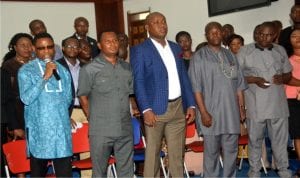 Chairmen of Local Governemnt  Caretaker Committees being screened by Rivers State lawmakers in Port Harcourt, on Monday.Photo: Chris Monyanaga