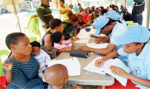 An outreach attending to children in Port Harcourt recently, during a Free Medical Outreach.