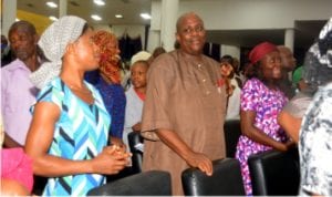 Chairman Editorial Board, The Tide Newspaper, Chief Dagogo Clinton (middle) and other worshippers at the Redemption Ministries, during Suya Night 2016 in Port Harcourt on Saturday.