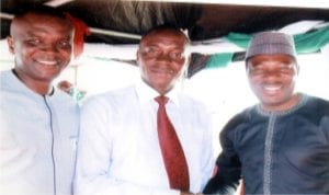 L-R: Rivers State Commissioner for Housing, Hon Emma Okah, Commissioner for Works, Hon Bethuel Iheanyi Chuchukwu Harrison and  Commissioner for Information and Communications,  Dr Austin Tam-George, during the commissioning of Rumuokwurusi, Eneka,  Igwuruta Road, yesterday.                           Photo: Egberi A. Sampson.