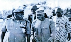 L-R: Comptroller, Western Marine, Yusuf Umar,  Comptroller General, Nigeria Customs Service, Col. Ali Hameed (rtd) and a stakeholder on a courtesy visit to Western Marine Command, Lagos, recently.