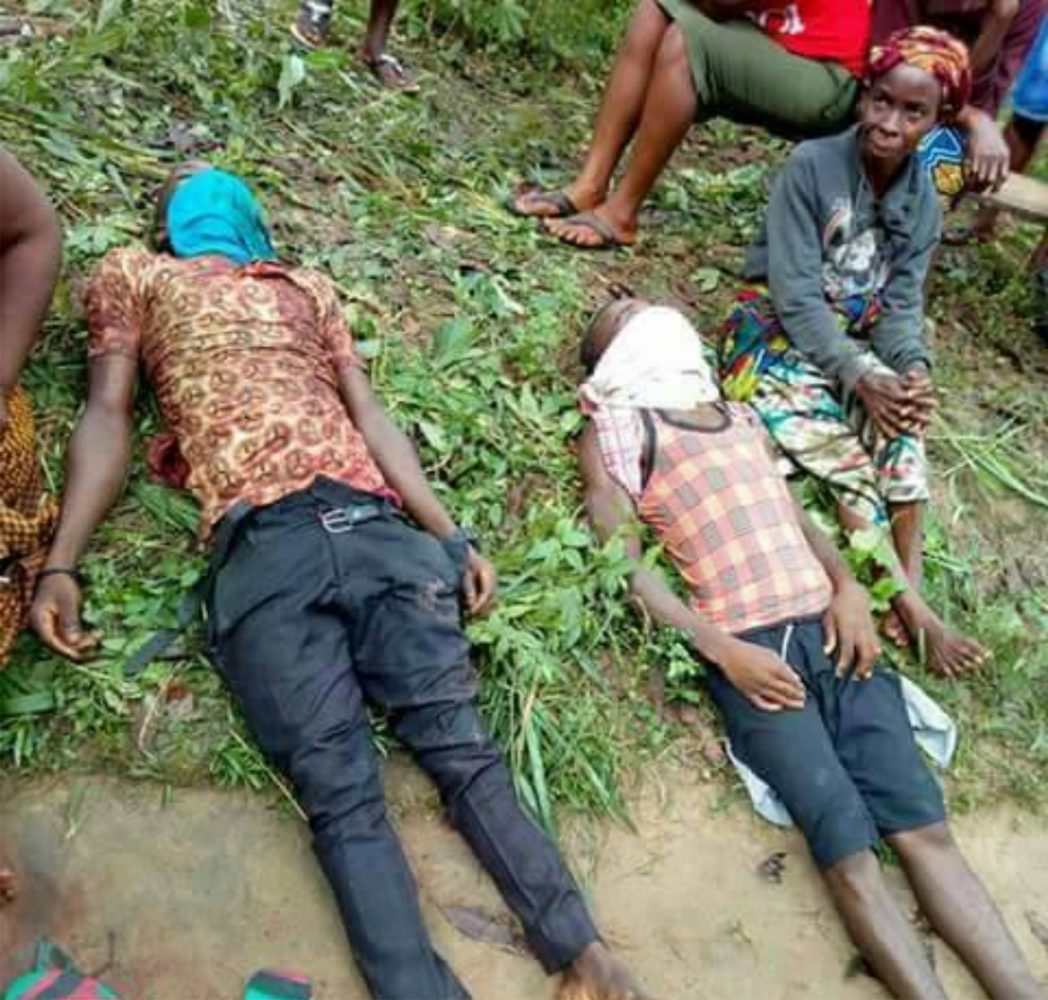 Bodies of innocent Ogoni youths killed by SARS operatives in Luebe community in  Ogoniland, last Saturday.